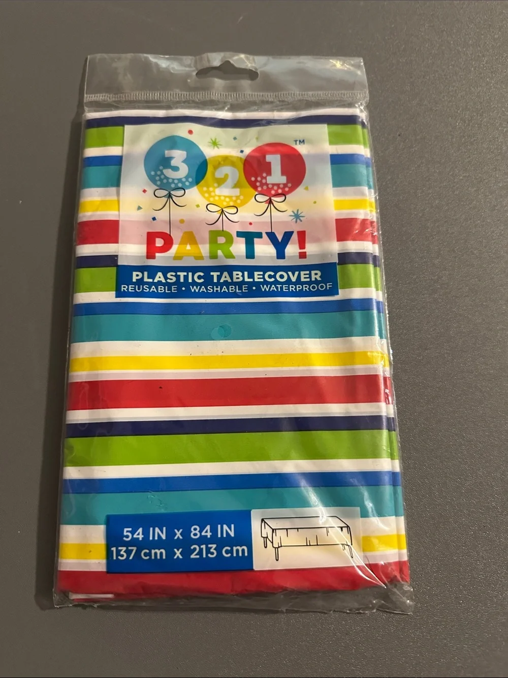 Reusable Plastic Tablecover - Multicolor Stripes
